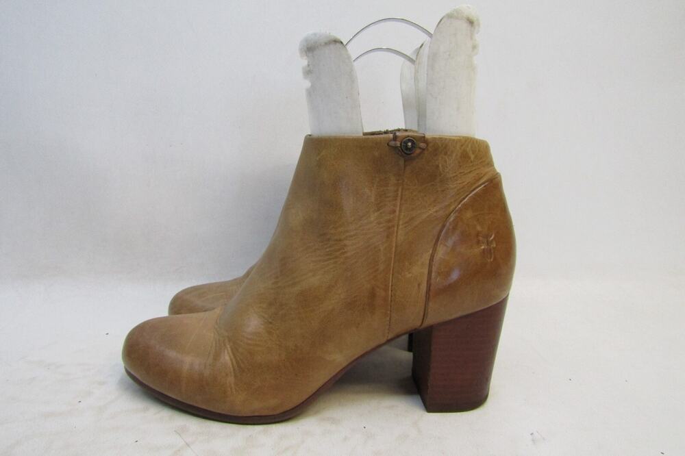 FRYE Womens Size 8.5 M Brown Leather Zip Ankle Boots Bootie